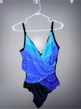 Miracle Blue and Black One-Piece Swimwear